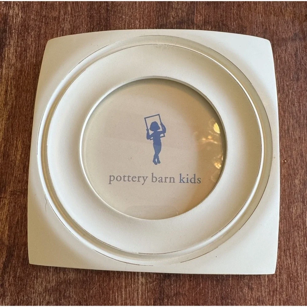 Pottery Barn Kids Picture Frame square shape,  curricular opening for pic. white
